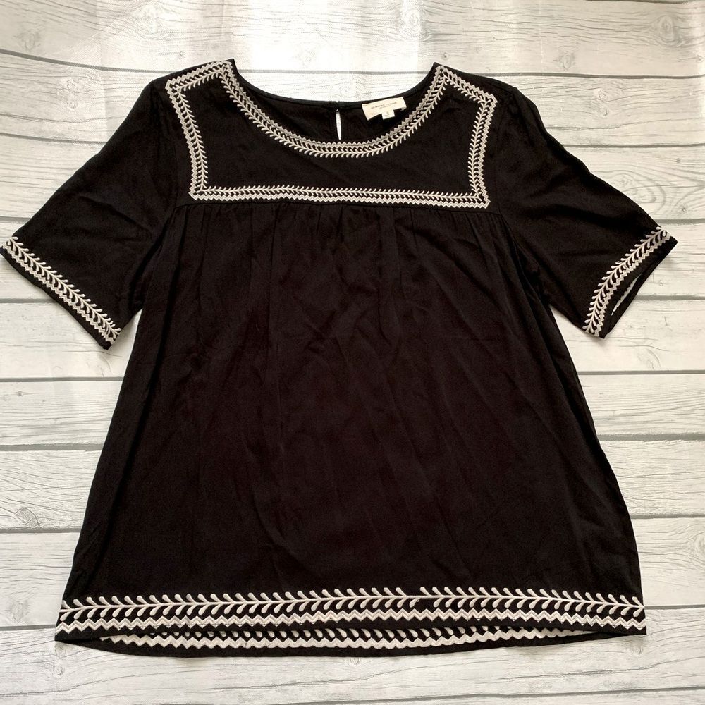 Orange Creek black embroidered tunic-small